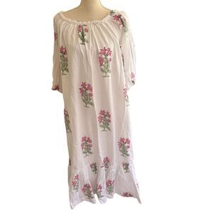 Madison Mathews Cosette Maxi Dress in white pink floral One size